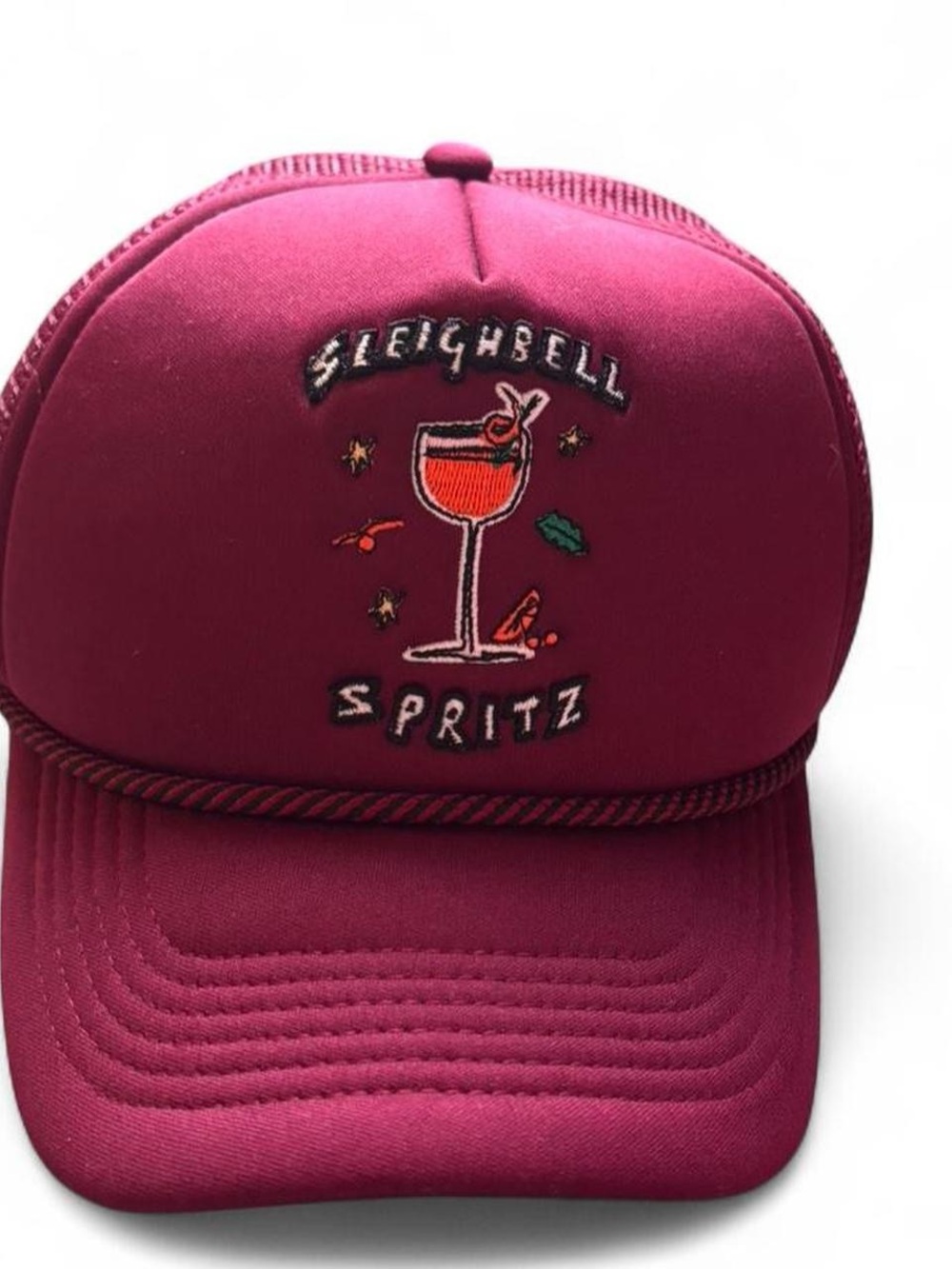Magenta 'Sleighbell Spritz' Embroidered Trucker Hat